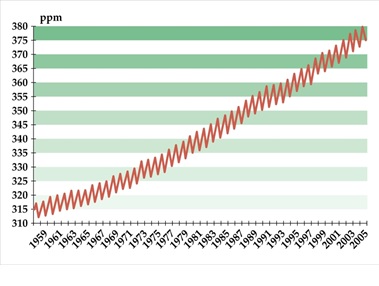 3. ábra A CO2-koncentráció változása 1959-2005 között