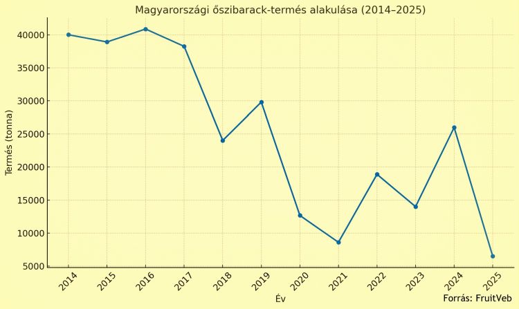 őszibarack- és nektarintermés grafikon