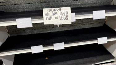 Üres tojáspolc egy európai boltban