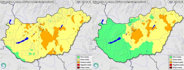 őszi vetésű növények aszály mértéke grafika