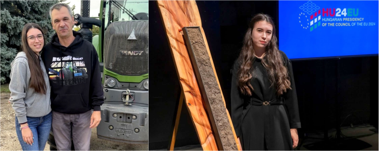 Komon Klaudia és Komon Ferenc traktor talajszelvényminta